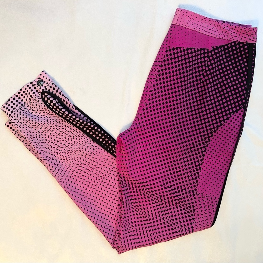Diane Von Furstenberg Pink 100% Silk Speckle Print Madison Pants 0 straight